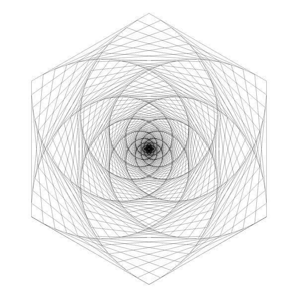 Jos Vromans | Artwork | double pursuit 6gon 120 iterations ratio 0.1