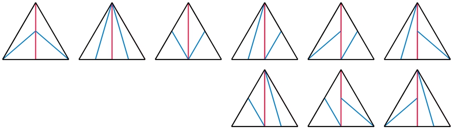 Jos Vromans | Artwork | 6 different 2nd iteration equilateral triangle subdivisions.