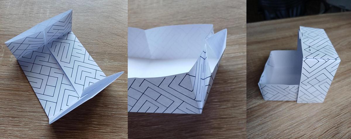 Steps to fold a little organizer from paper.